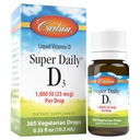 Carlson - Super Daily D3, Vitamin D Drops, 1000 IU (25 mcg) per Drop, 1-Year Supply, Vitamin D3 Sıvı, Kalp ve Immune Health, Vegetarian, Liquid D3 Drops, Unflavored, 365 Drops