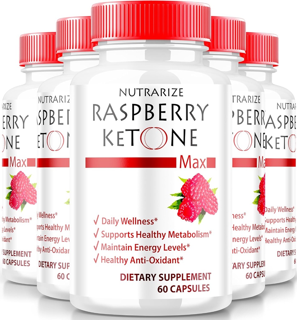 (5 Pack) Raspberry Ketone Capsules, Resmi Raspberry Ketone For Kilo Kaybı için, All-Doğal Keto Formula Your Body and Fitness Goals, RaspberryKetone 1200MG Tamam, Yorumlar (300 Capsules)