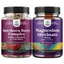 Natures Craft Sche of Extra Strength Hawthorn Capsule Capsules - Extract Digestion and Heart Health Supplement and Pure Magnezyum Glycinate 400mg Per Mood Sleep and Relaxation