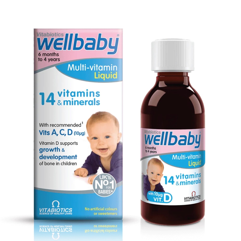 Vitabiotics Wellbaby Multi-Vitamin Liquid - ανοσοποιητικό σύστημα Πολυβιταμίνη για βρέφη και βρέφη Ηλικίες 6 Μήνες έως 4 Χρόνια - 150mL