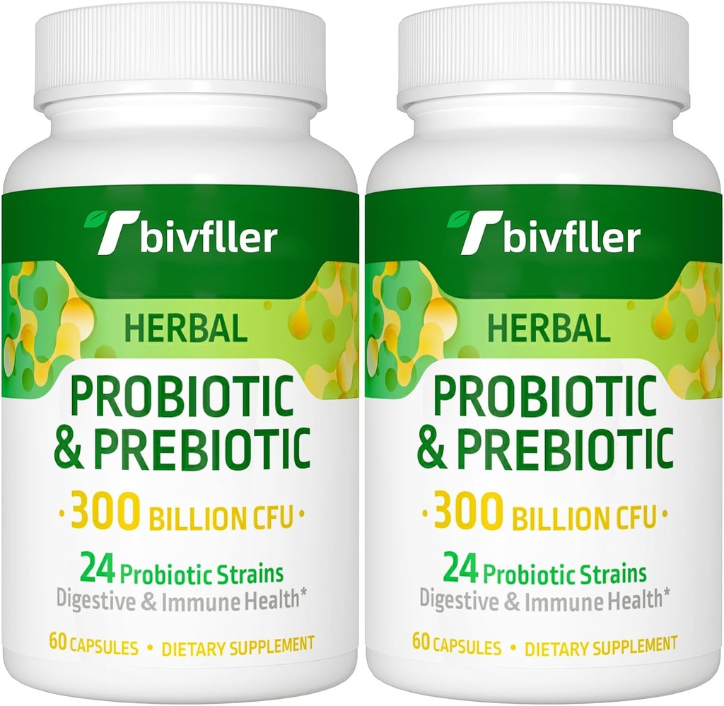 Kadınlar için probiyotikler 300 milyar CFU, 24 Strains Probiyotik+15 Organik Herbs Prebiyotikler, Pre and Probiyotikler, Digestive Health, Immune & Gut, Diarrhea, Bloating, Vegan, 4 Ay Supply