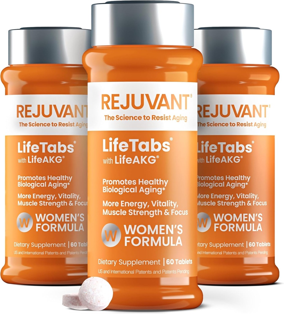 Rejuvant Women's AKG Longevity Supplement 1000MG Ultra 98 Pure (Calcium Alpha-Ketoglutarate), Patentli Vitamin Zengin Kontrollü Formül Destekleri Hücre Onarım ve Yaşam Kalitesi, 180 Tablet