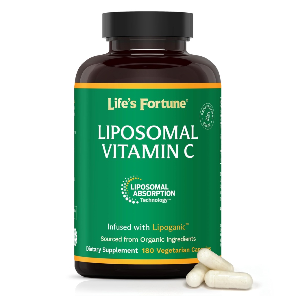 Life's Fortune Liposomal Vitamin C 2100 mg, Fast Acting Abxia, Higher Bioavailability Supporting Immune System, High Anti Supplementoxy Formula - Collagen ATM - 180 Capsules