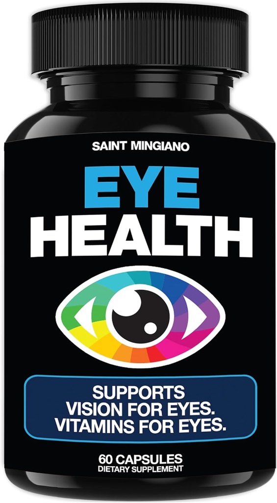 Eye Care & Vision Vitamins Supplement 60 Capsules - Supports Eye Strain, Kuru Gözler ve Vizyon Sağlık - Destekler Vizyon, Ocular ve Macular Sağlık - 14 Aktif Malzemeler, Lutein.