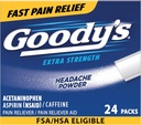 Goody's Headache Toz Ekstra Güçlü Ağrı Yardımı, Triple Action Headache Relief with aspirin, Acetaminophen & Caffeine, 24 Kont Count Count