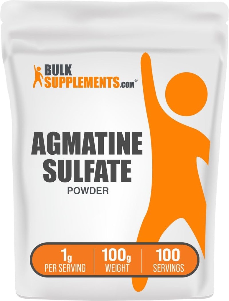 BulkSupplements.com Agmatine Sulfate Toz - Nitrik Çimento Tamam, Pre Workout Toz - Unflavored & Gluten Free, 1g per Service, 100g (3.5 oz) (Paket 1)