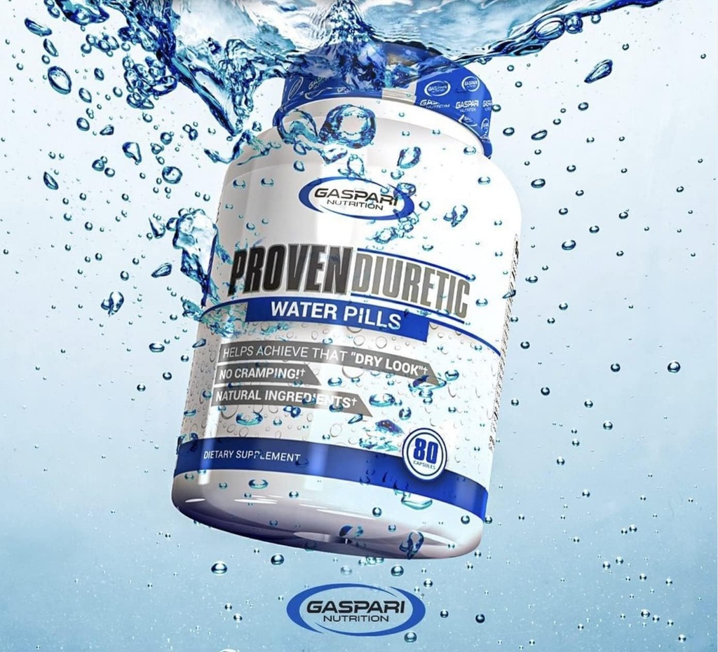 Gaspari Beslenme Proven Diuretic, Profesyonel Vücut Tamamı, Sheds Water Fast, Kuru Bak, Doğal Malzemeler, No Cramping (80 Capsules)