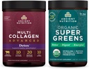 Eski Beslenme Multi Collagen Advanced Toz Cleanse & Detox, Unflavored, 36 Hizmet + Organik SuperGreens Toz, Greens Flavor, 25 Hizmetler