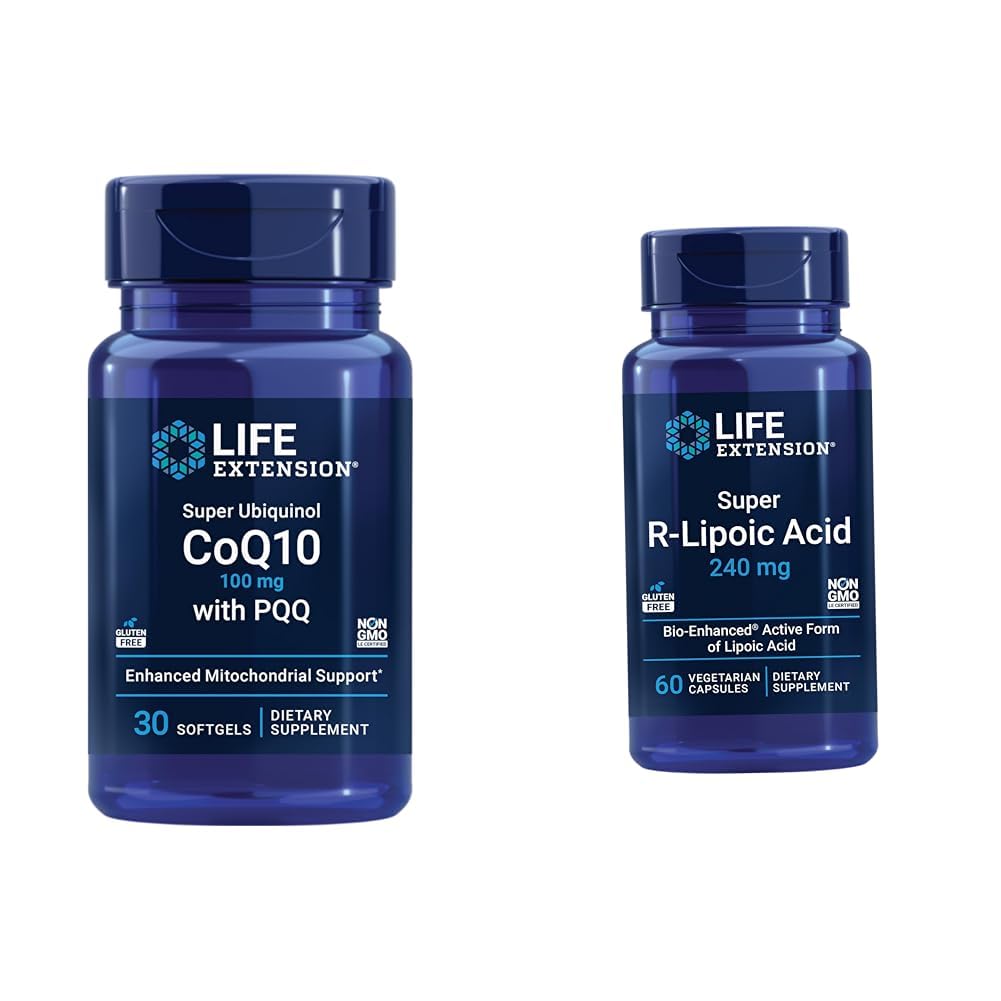 Life Extension Super Ubiquinol CoQ10 with PQQ, CoQ10, PQQ, shilajit, Heart Health & Super R-Lipoic Acid – Longevity Supplement for Oxidative Stres Savunma Savunma Savunması için