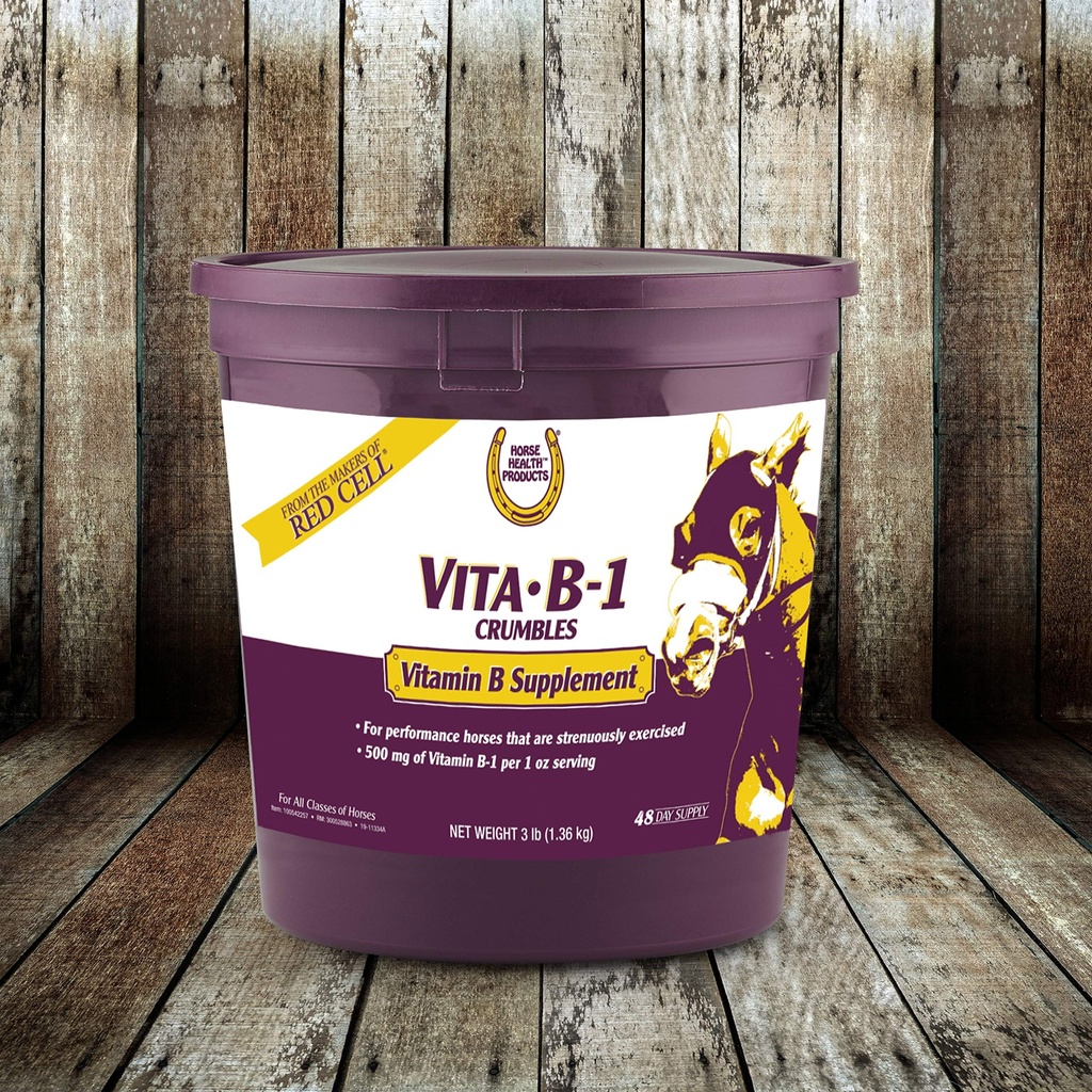 Farnam At Health Vita B-1 Crumbles Supplement for Horses, performans için optimal kas aktivitesini ve metabolizmasını destekler, 3 kilo, 48 günlük tedarik
