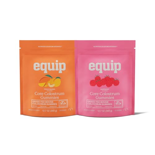 Equip Foods Core Colostrum Gummies - Πεντανόστιμο και βολικό - 1g Ultra-Premium Grass Fed Colostrum Per Serving - Gut Υγεία, Ανοσία, Μαλλιά και Δέρμα, Ροδάκινο Μάνγκο & Βατόμουρο