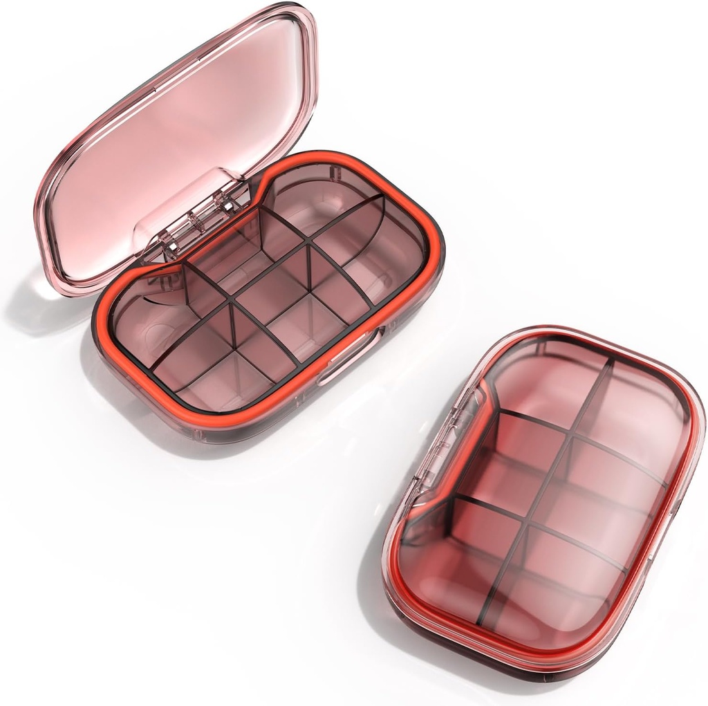 6 Διαμέρισμα Travel Pill Box, Χάπια Organizer Moisture Proof Pill περίπτωση, Μικρό κουτί χάπια για το πορτοφόλι τσέπης, Καθημερινή Φορητή ιατρική Βιταμίνη Box, Fish Oil Box, κουτί συμπλήρωμα (πορτοκαλί)
