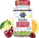 Life Kids Immune Support Gummies with Vitamin C, D as D3 & çinko for 3-in-1 Daily Children's Immunity – Organic, Non-GMO, Gluten-Free, Vegetarian, Sugar Free, Cherry, 30 Day Supply