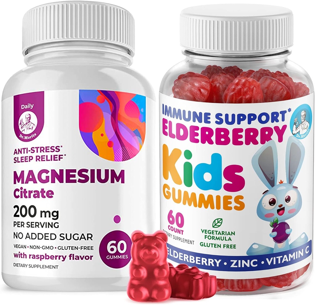 Çocuklar ve 200 mg Gummies Sugar-Free - Sağlıklı Immune Sistem ATM ve Sağlık Desteği Çocuklar ve Yetişkinler için Magnezyum Calm Chews ile Yaşlılıklar ve Yetişkinler için