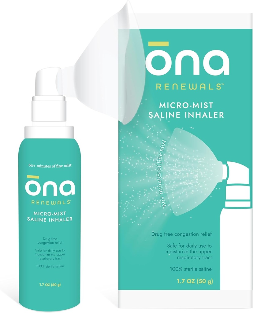 ONA Renewals Panine Micro-Mist Nasal Inhaler, Yetişkinler, Soğuk ve Flu, Alerji, Sinus Relief, Unscented, 1.7oz