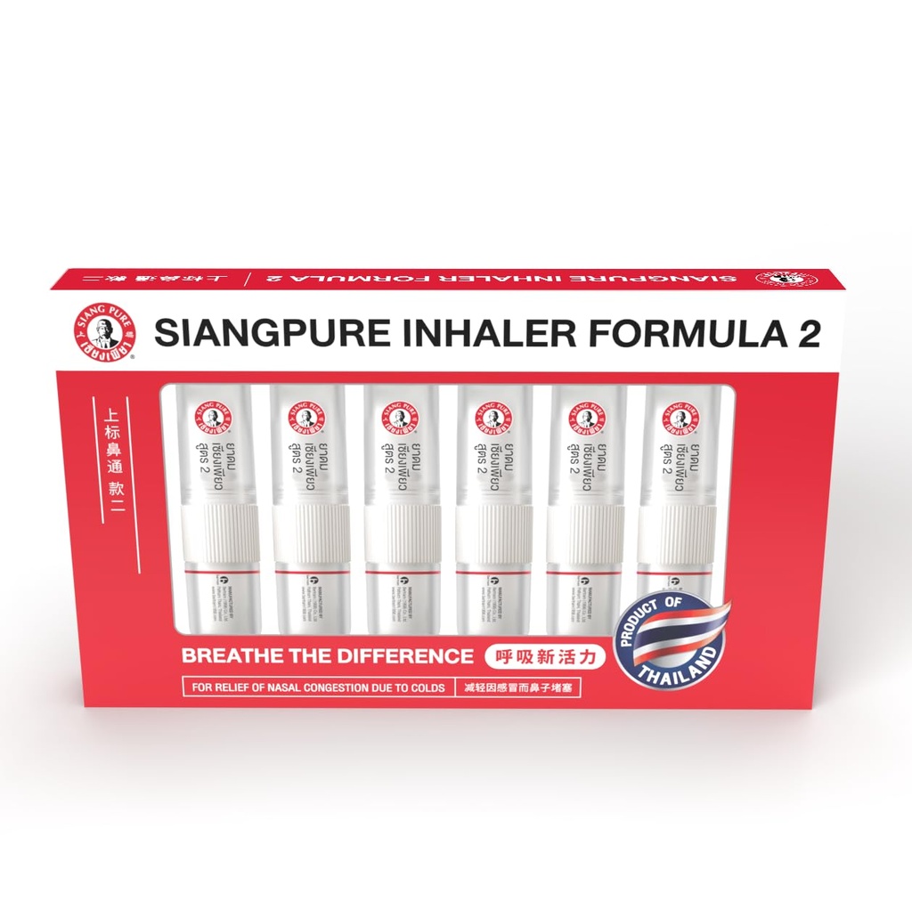 Siang Aromaterapi Nasal Inhaler - Soğutma Menthol, Peppermint ve Eucalyptus Petrol - Alerjiler, Congestion & Sinus Relief (6 Pack)