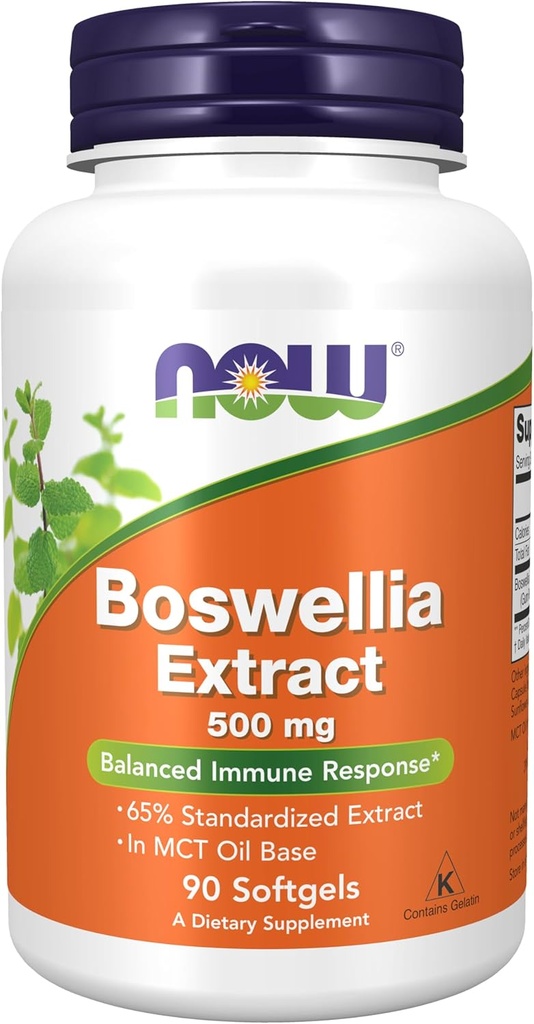 NOW Συμπληρώματα Τροφίμων, Boswellia Extract 500 mg σε βάση ελαίου MCT, ισορροπημένη ανοσοαπόκριση *, 90 Softgels