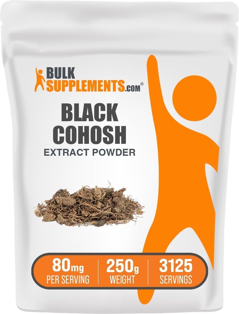BulkSupplements.com Black Cohosh Extract Toz - Black Cohosh Root, Herbal Supplement - Vegan & Gluten Free, 80 mg per Service, 250g (8.8 oz) (Paket 1)