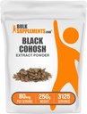 BulkSupplements.com Black Cohosh Extract Toz - Black Cohosh Root, Herbal Supplement - Vegan & Gluten Free, 80 mg per Service, 250g (8.8 oz) (Paket 1)