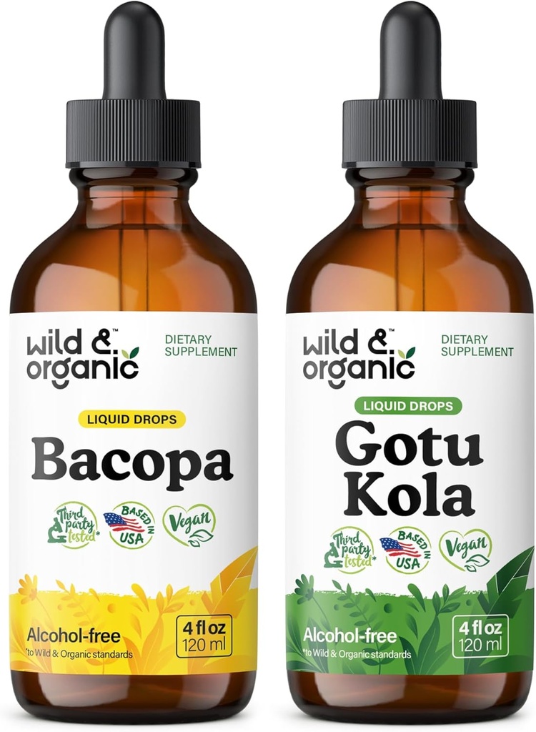 Άγρια & οργανική Βάμμα Bacopa 4 fl oz & Gotu Kola Βάμμα 4 fl oz
