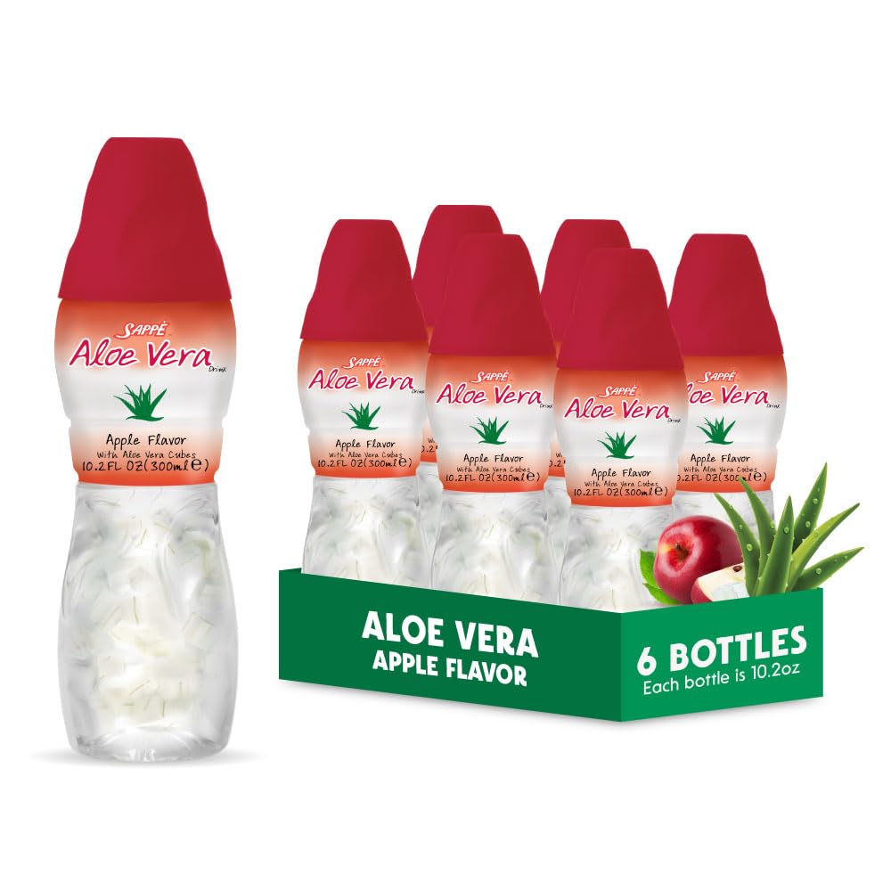 Aloe vera suyu (Apple lezzetli) daha büyük chunks saf aloe hamuru (6 Packs) ile Bitki bazlı meyve suyu hidrasyon için harika ve büyük aloe hamuru içeriyor. Yetişkinler ve çocuklar için sağlıklıdır