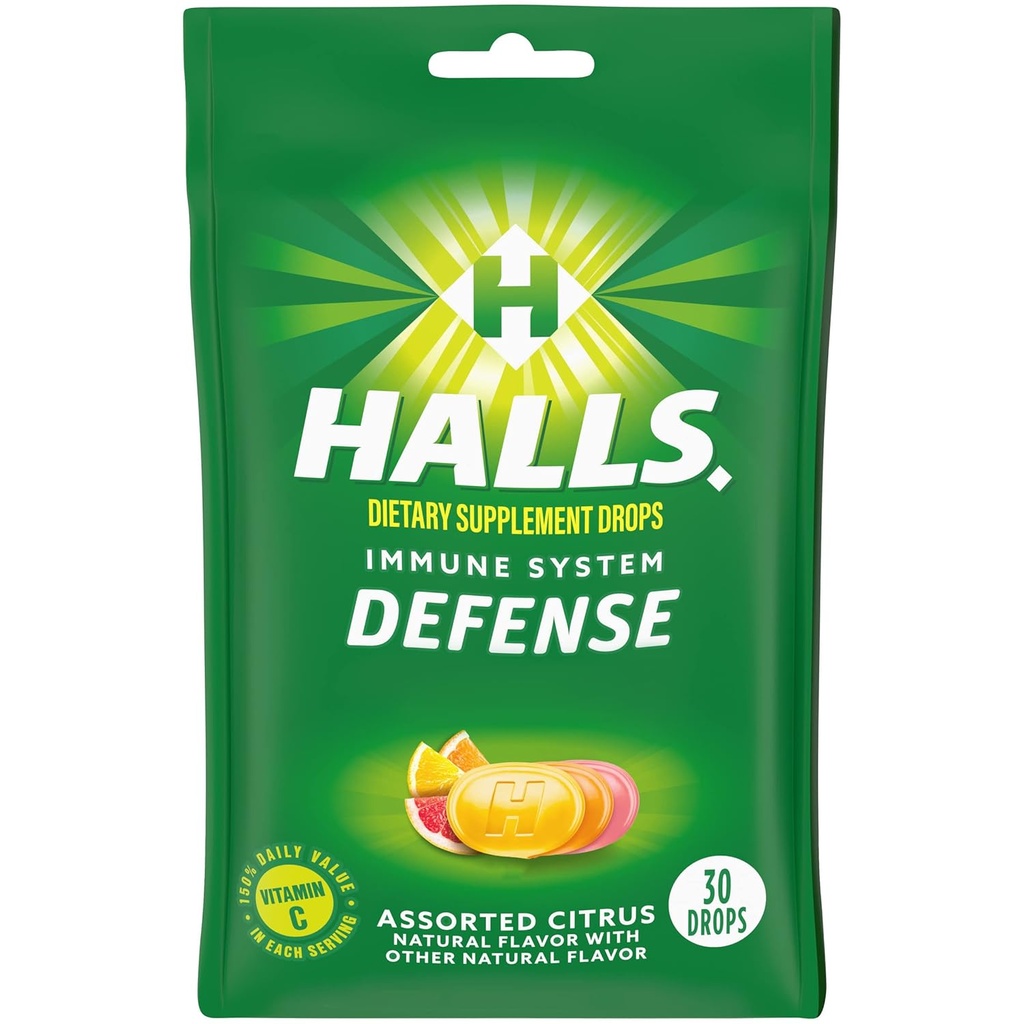 HALLS Άμυνα Ποικίλες σταγόνες Citrus Vitamin C, Διαιτητικό συμπλήρωμα σταγόνες, 30 σταγόνες