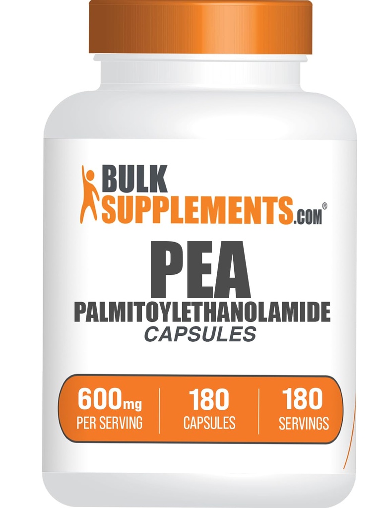 BulkSupplements.com Κάψουλες Palmitoylethanolamide - Συμπληρώματα πίτας, Palmitoylethanolamide 600mg για την υποστήριξη immmune - Χωρίς γλουτένη, 1 κάψουλα ανά υπηρεσία, 180 κάψουλες (πακέτο του 1)