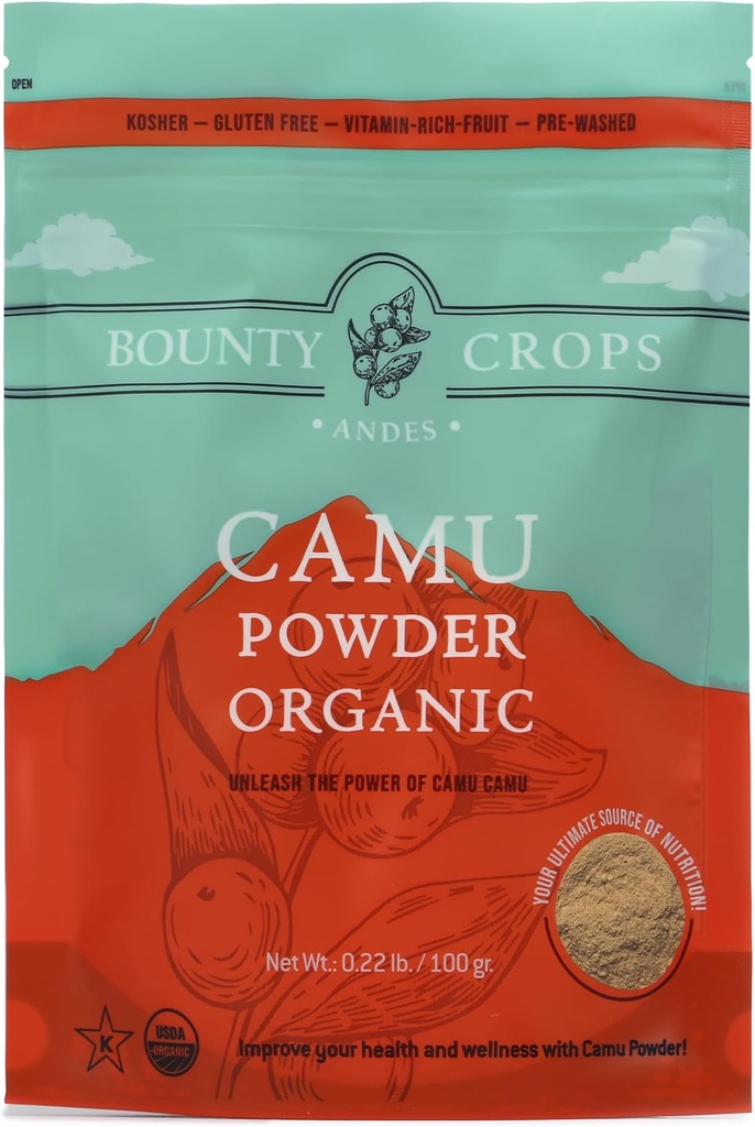 Organik Camu Camu Toz (3.5 oz, 100 gr), Yüksek Vitamin C, Non-GMO, Gluten-Free Superfood
