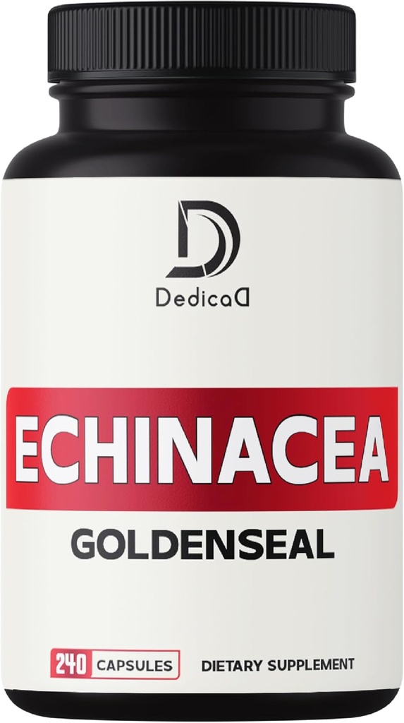 1000 mg Echinacea Goldenseal Capsules- 4 Ay Supply - Support Immune System, Well-Being & Overal Health
