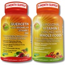 Quercetin με Bromelain, Βιταμίνη C & Ψευδάργυρο & Λιποσωμική Βιταμίνη C 1500mg – Ανοσοποιητική υποστήριξη Δέσμη με Βιολογικό Acerola Cherry, Camu Camu & Ολόκληρα Αντιοξειδωτικά τροφίμων – Vegan, Μη ΓΤΟ, Καθαρή ετικέτα