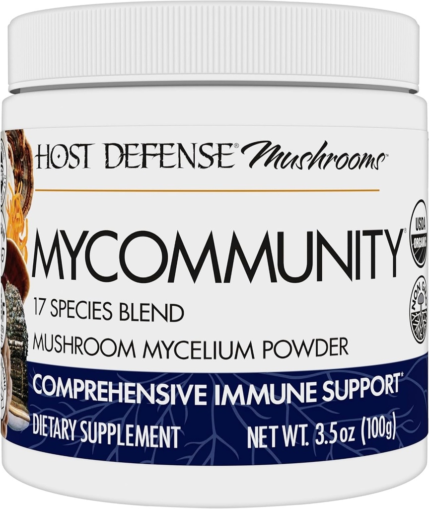 Άμυνα Οικοδεσπότης MyCommunity Powder - 17 Είδη Mushroom Blend συμπλήρωμα για την ανοσοποιητική υποστήριξη - Extract with Lion's Mane, Reishi, Chaga, Cordyceps, Turkey Tail & More - 100g (66 Servings)*