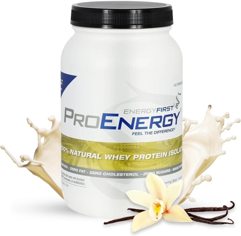 EnergyFirst Vanilla Whey Protein Isolate - Grass Pasture Fed, Μηδενική Λακτόζη, Χωρίς Γλουτένη, Όλα-Φυσικά, Χωρίς ζάχαρη Shake για Keto & Recovery, 2lb