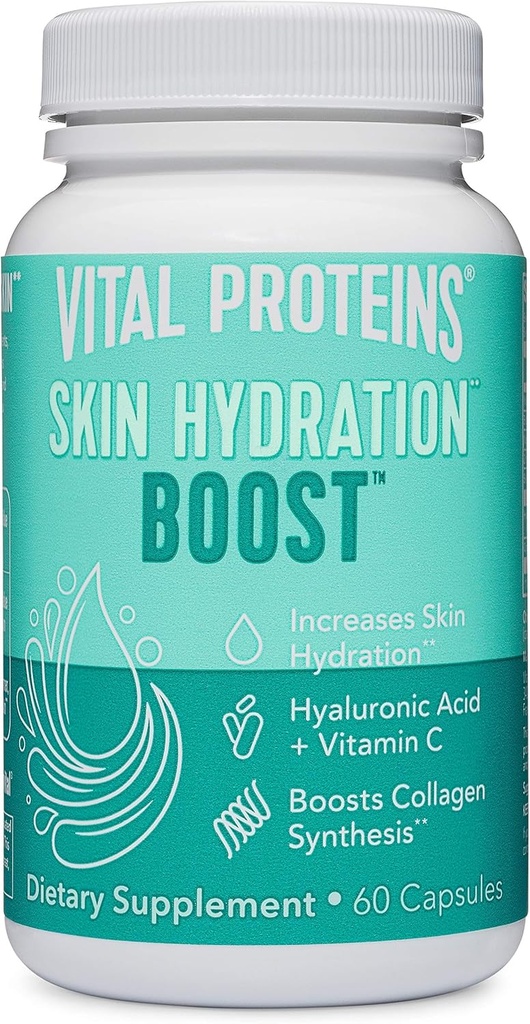 Vital Proteins Hyaluronik Asit Supplement 120 mg of Hyaluronic Acid 150 mcg of Biotin and 180mg of Vitamin C - 60 Capsules
