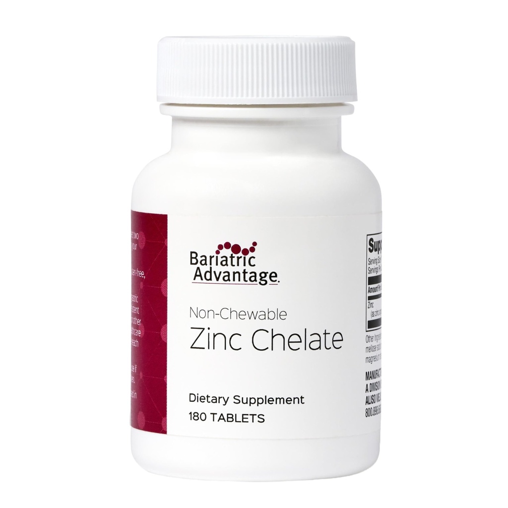 Bariatrik Avantajı Çekilemez çinko Chelate - Yüksek derecede Absorbable - 20 mg Zing Arginine & Glycine - Bariatrik Cerrahi Hastaları için Tabletler - 180 Count