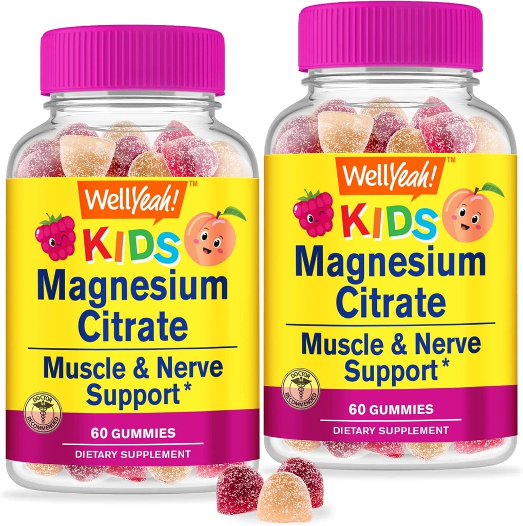 Çocuklar için İyi Evet Magnezyum Citrate Gummies (2 Pack) - Çocuklar için Değerli Stres Yardımı - Doğal Calm, Mood Support, Non-GMO, Gluten Free - Natural Sourced Flavors - 60 Gummies