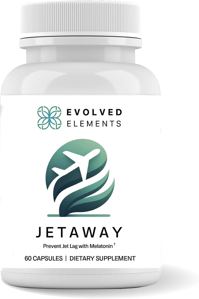 JetAway – Φυσικό συμπλήρωμα υποστήριξης ύπνου με βιο-παραγεμισμένη μελατονίνη – Υποστήριξη Jet Lag – Χωρίς αλλεργιογόνο, χωρίς Jet Lag (60 κάψουλες)