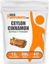 BulkSupplements.com Cinnamon Bark Extract Toz - Ceylon Cinnamon Supplement, Herbal Supplement - Vegan & Gluten Free, 1.2g per Service, 500g (1.1 lbs) (Pack of 1)