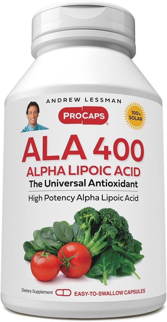 ANDREW LESSMAN Alpha Lipoic Acid ALA 400 mg - 30 Capsules - The Universal Anti-Oxidant, Ultra-High Potency, Nomixs