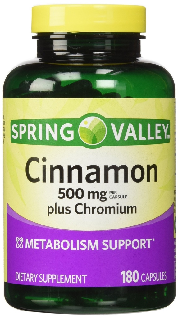 Spring Valley - Cinnamon 500 mg Plus Chromium, Twin Pack, 180 Capsules 2 Şişes