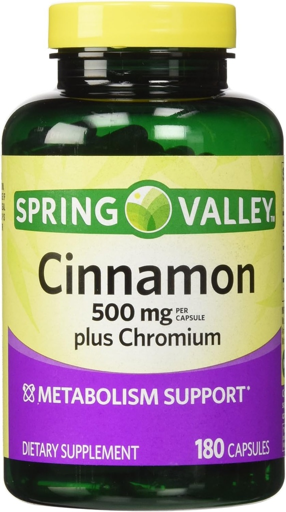 Spring Valley - Cinnamon 500mg Plus Chromium, Twin Pack, 2 Bottles of 180 Capsules