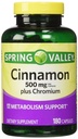 Spring Valley - Cinnamon 500 mg Plus Chromium, Twin Pack, 180 Capsules 2 Şişes