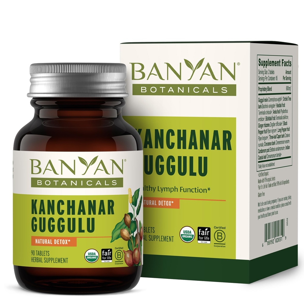 Banyan Botaniks Kanchanar Guggulu Tabletleri – Organik Lymph Supplement with Gugguluwear – Natural Toxins * – 90 Tablet – Non-GMO Sustainable Sourced Vegan