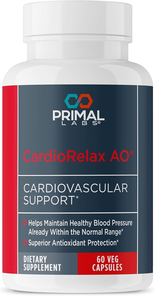 Primal Health CardioRelax AO - Συνένζυμο Q10 Formula, Bioperine + εκχύλισμα φύλλων ελιάς - 60 κάψουλες
