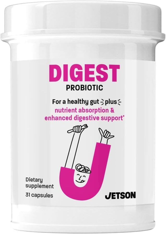 Jetson Digest - Digestion & Immune Support Probiyotik Formulation – Düzenli Bowel Hareketi, Digestion & Bloating, Supports Immunity - Gluten Free, Vegetarian, Non-GMO (31 Count)
