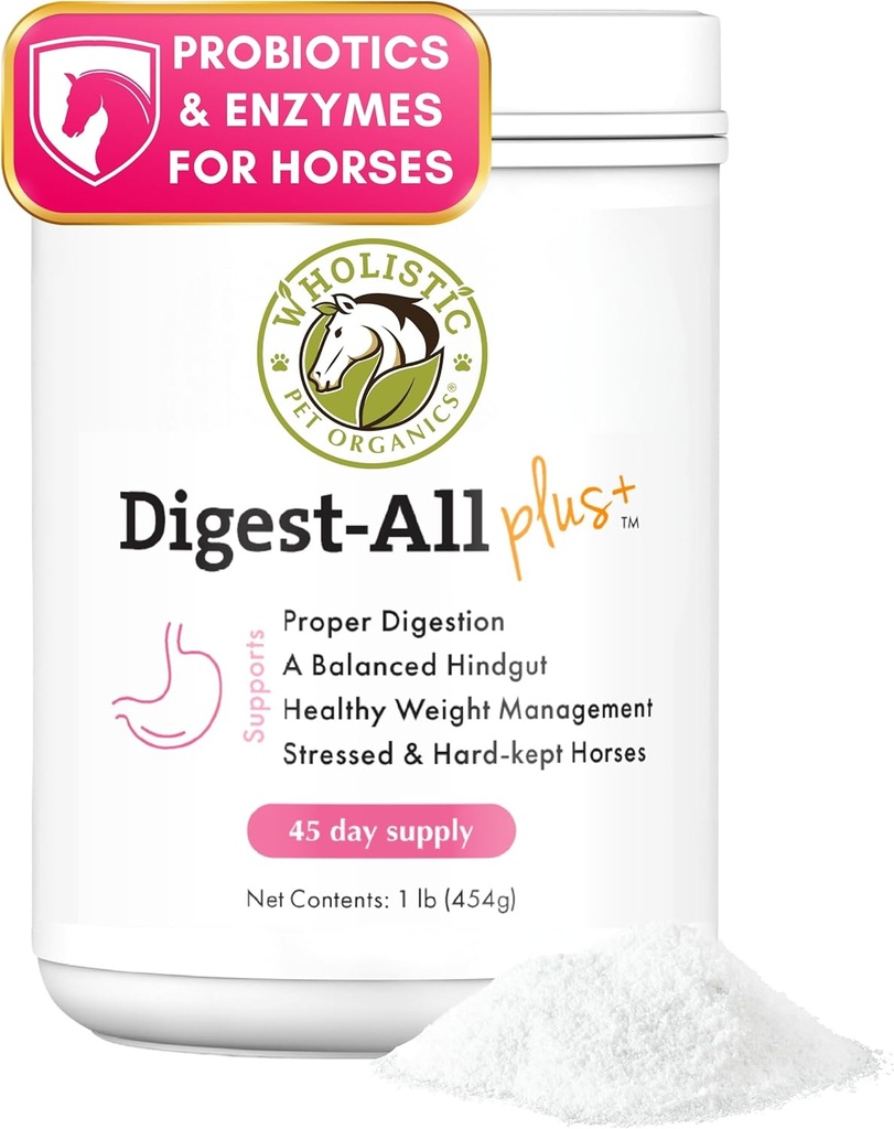 Wholistic Pet Organics Digest-All Plus: At Probiyotiks Toz - 1 Lb - Digestive Enzymes - Gas için Equine Digestive Supplements, Constipation ve Gut Health