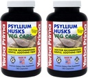 Yerba Prima Psyllium Husks Veg Caps - 180 Count (2 Pack) (625 mg) - Vegan, Non-GMO, Gluten Free, Colon Cleanser, Daily Fiber Supplement for Gut Health & Regularity