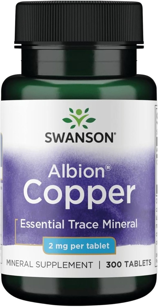 Swanson Copper Mineral Supplement - 2 mg (Copper Chelate) - Antioxidant, Immune System, and Cell Support - 300 Tablets