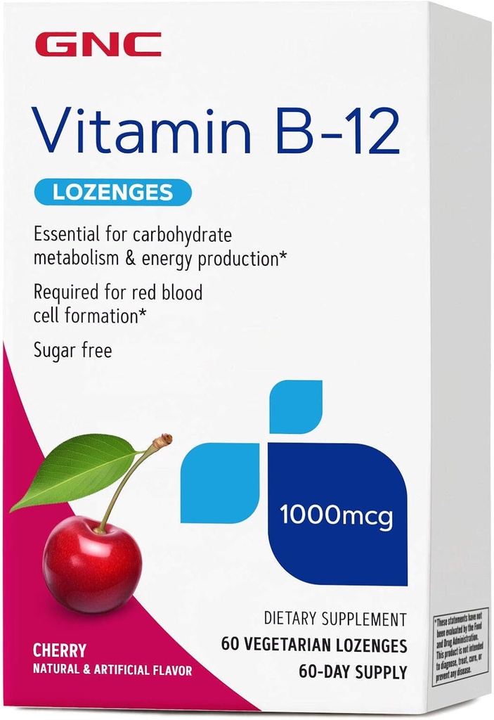 GNC Vitamin B-12 1000 mcg Lozenges, Cherry, 60 Lozenges, 60 Hizmet
