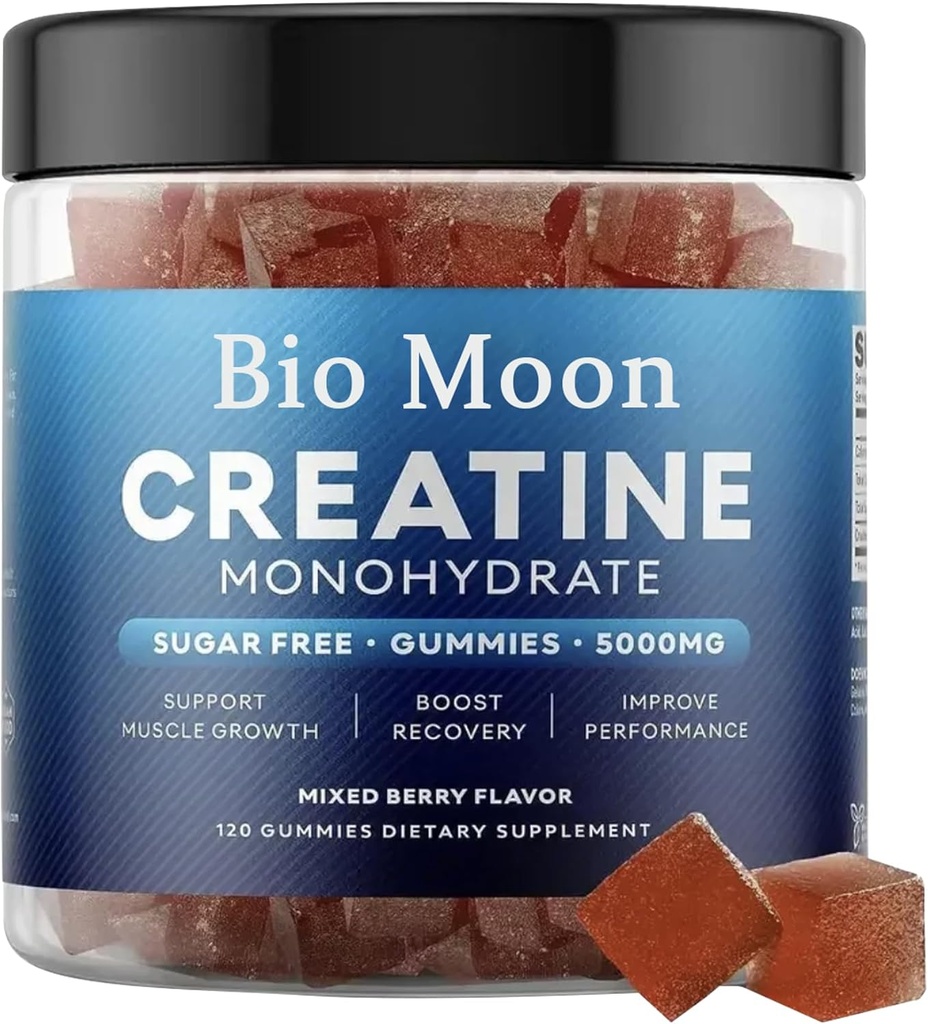 Creatine Monohydrate Gummies 5000mg για άνδρες και γυναίκες, μασώμενα Creatine Monohydrate για μυϊκή δύναμη, ενίσχυση ενέργειας, συμπλήρωμα προ της προπόνησης (120 Count)- μικτή γεύση μούρων