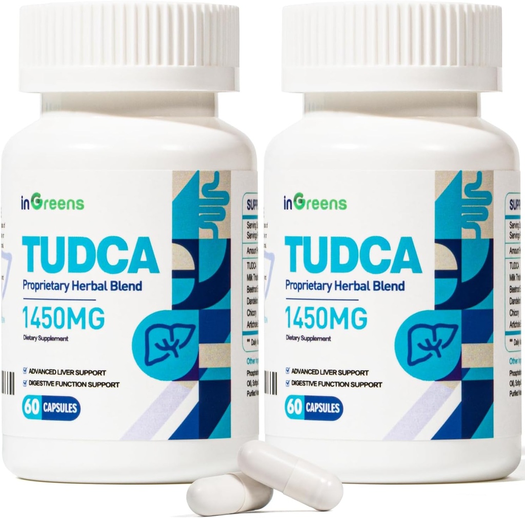 1450MG TUDCA Liver Supplement, Bile Salts Liver Support Supplement Complex, Liver Kidney Cleanse Detox ve Onarım için Canlı Sağlık, 60 Capsules